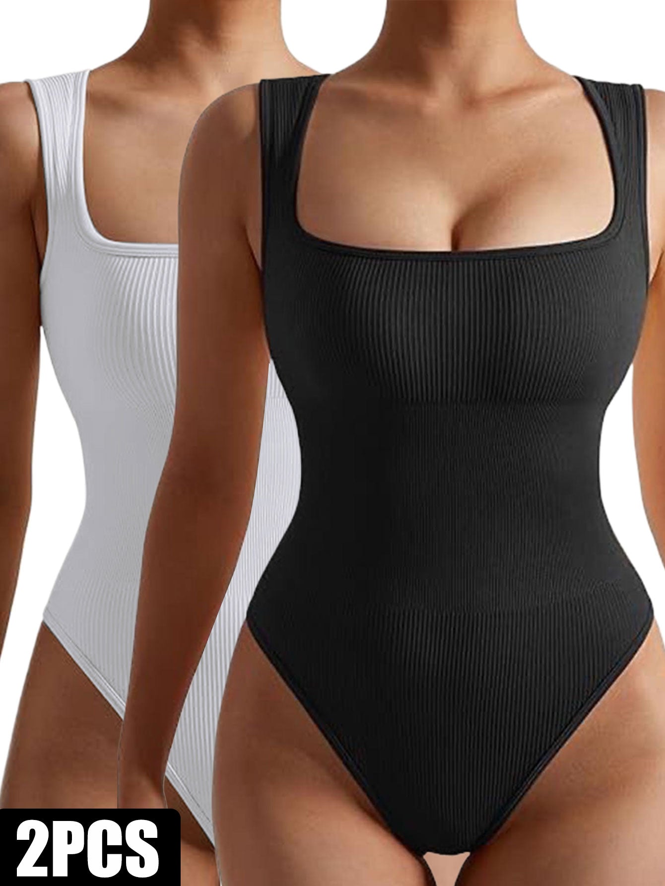2 pack One Piece Jumpsuits For Women, Ribbed Workout